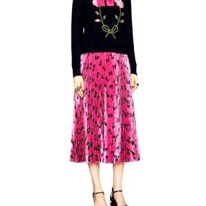 Gucci Iridescent Lurex Bow Print Pleated Maxi Skirt Size IT36.